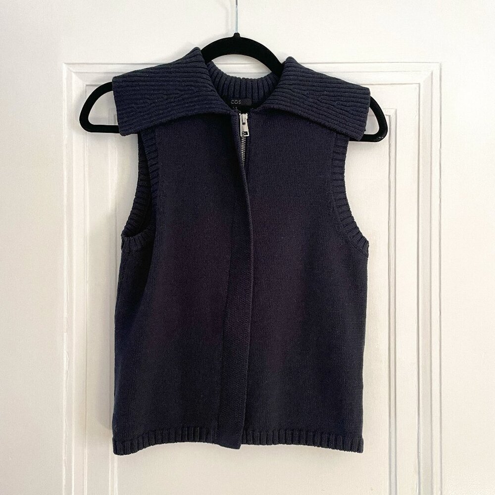 NWOT COS Zip-up Sleeveless Sweater XS Navy Blue